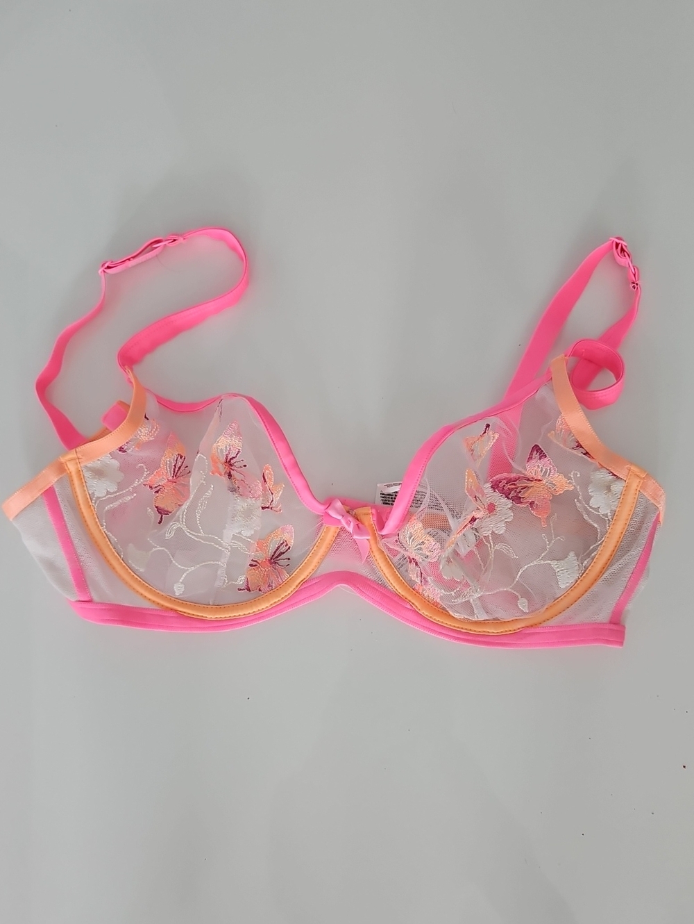 Primark Pink and Peach Sheer Embroidered Underwire Bra